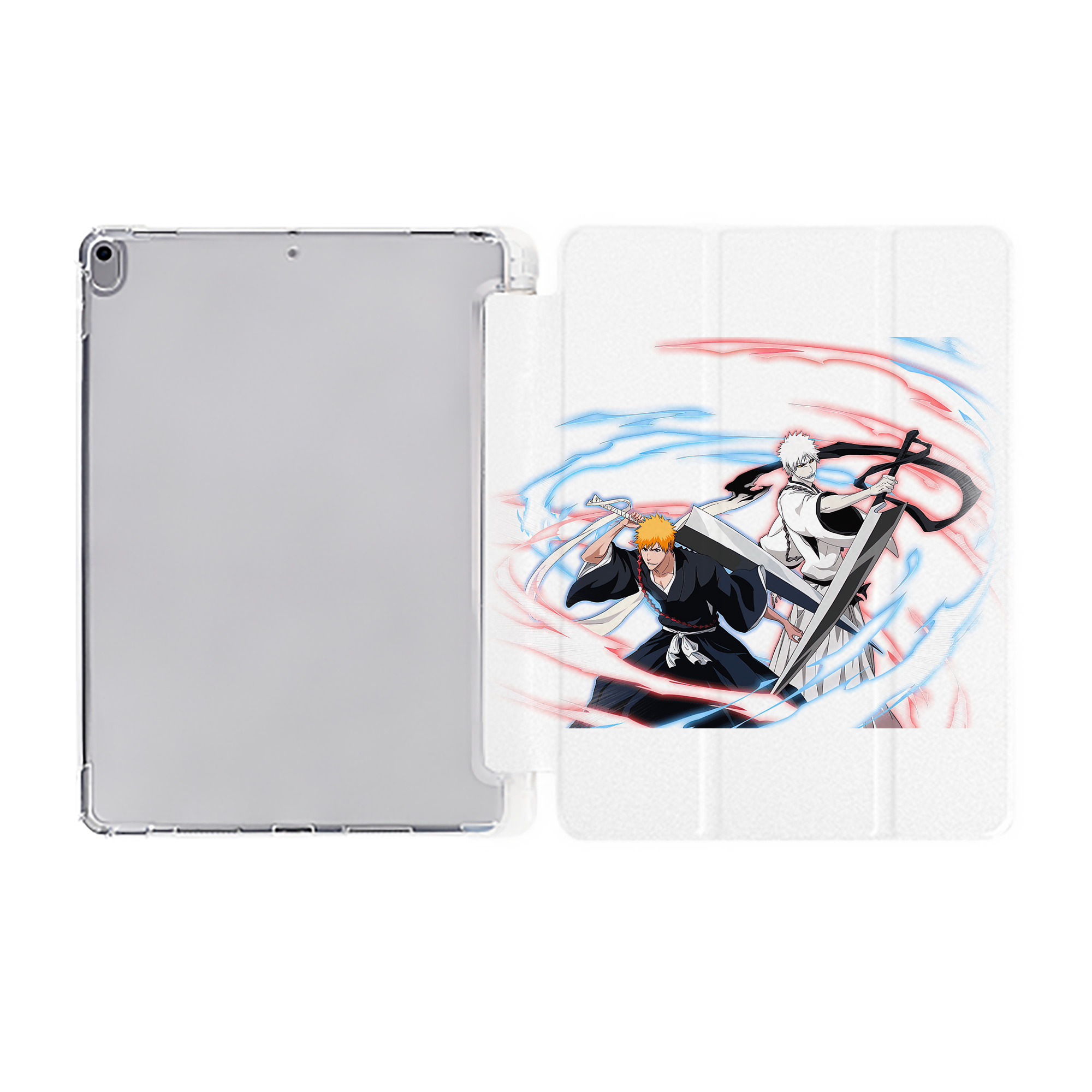 （画像用） ブリーチ 黒崎一護（くろさき いちご）BLEACH Kurosaki Ichigo IPad ケース ペン収納付き 三つ折りスタンド PUレザー×シリコン 対応機種9.5/10.5/10.9インチ